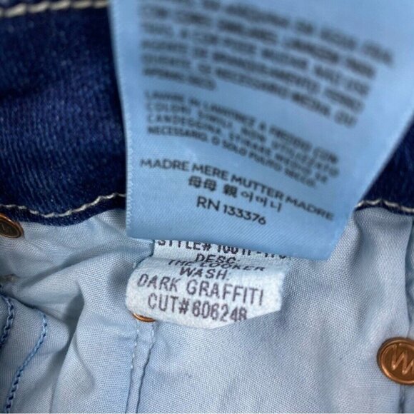 Mother Women The Looker Dark Graffiti Mid-Rise Skinny‎ Designer Jeans W24-26/L29 - Picture 10 of 15